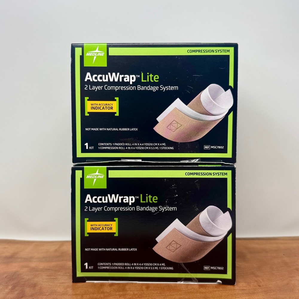 2 Pack New Medline AccuWrap Lite 2 Layer Compression Bandage Systems